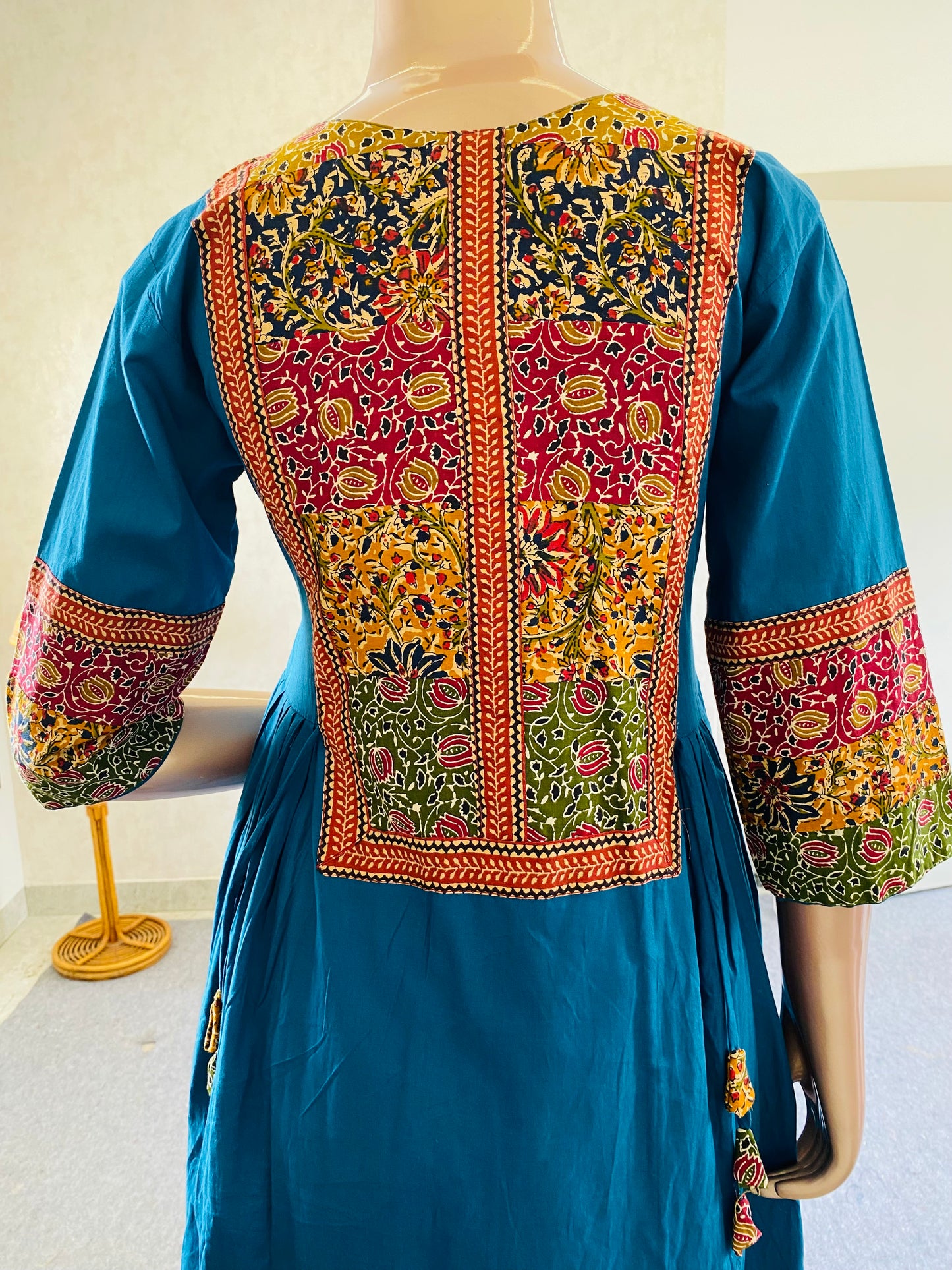Patch and Mirror Work Frock Kurta Pant Set