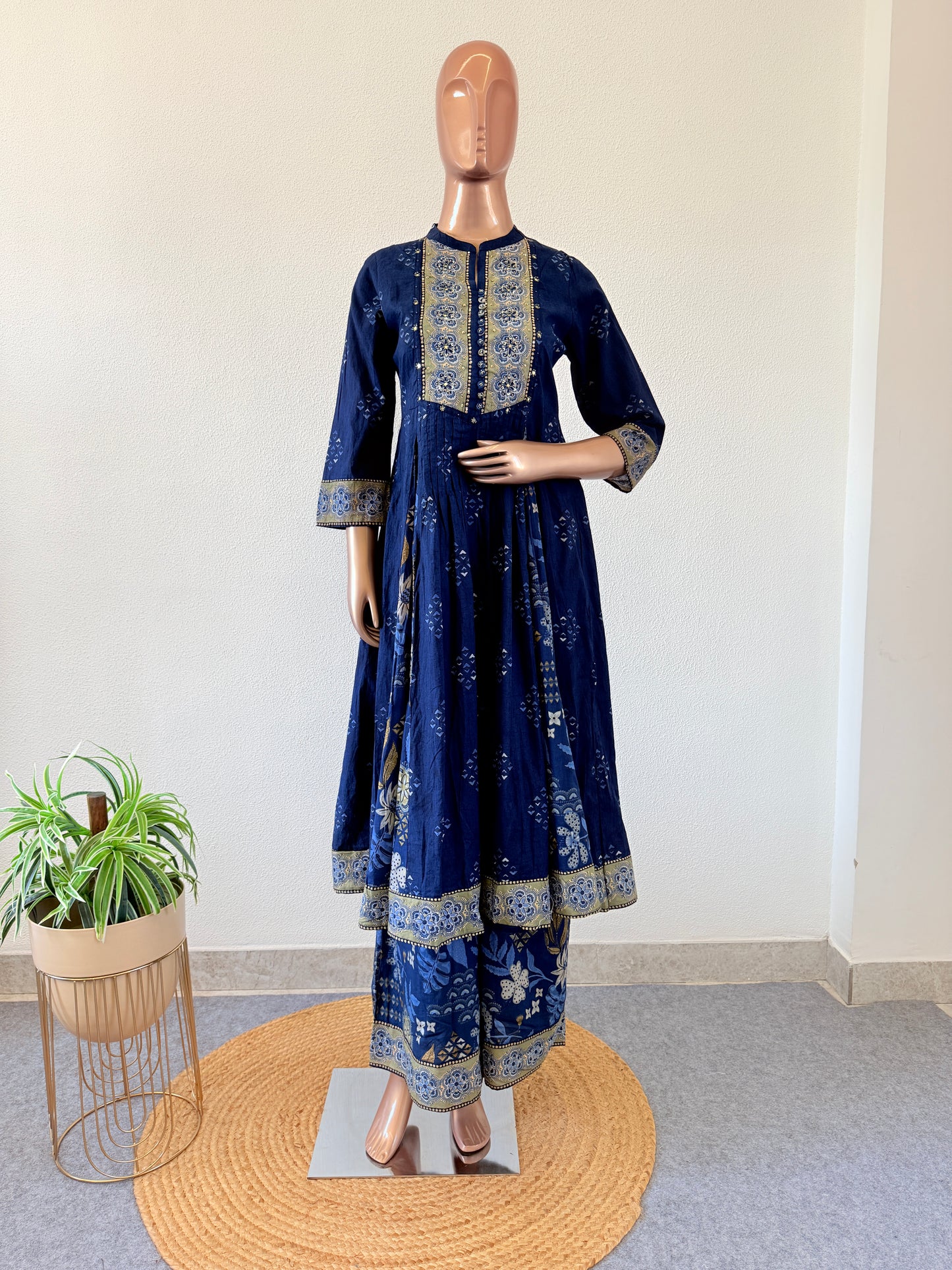 Printed Cotton Frock Suit with Palazzo