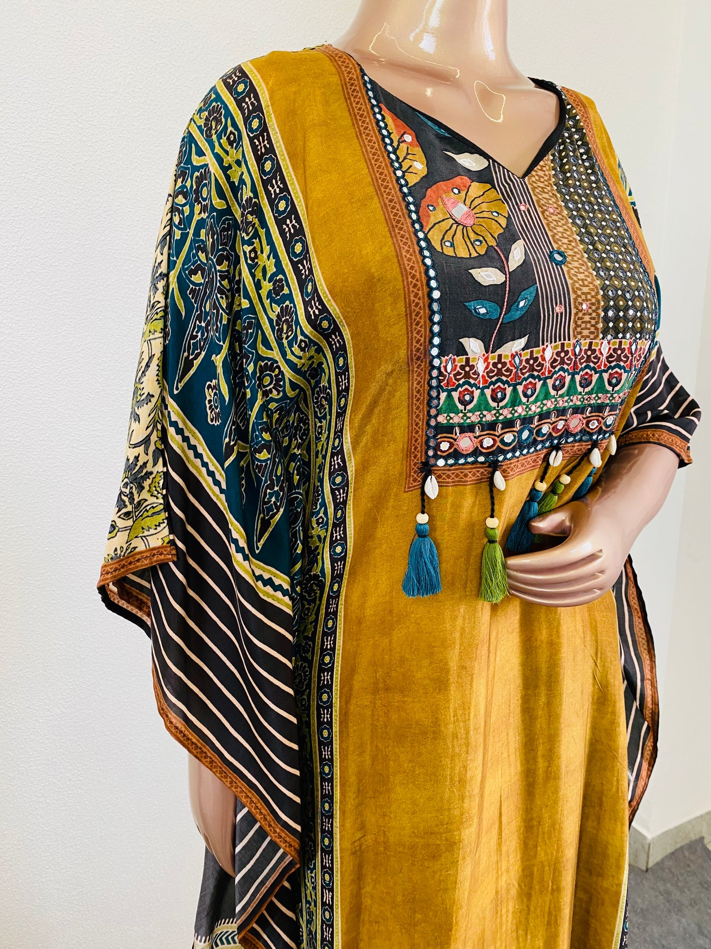 Pure Muslin Kaftan with Traditional Print
