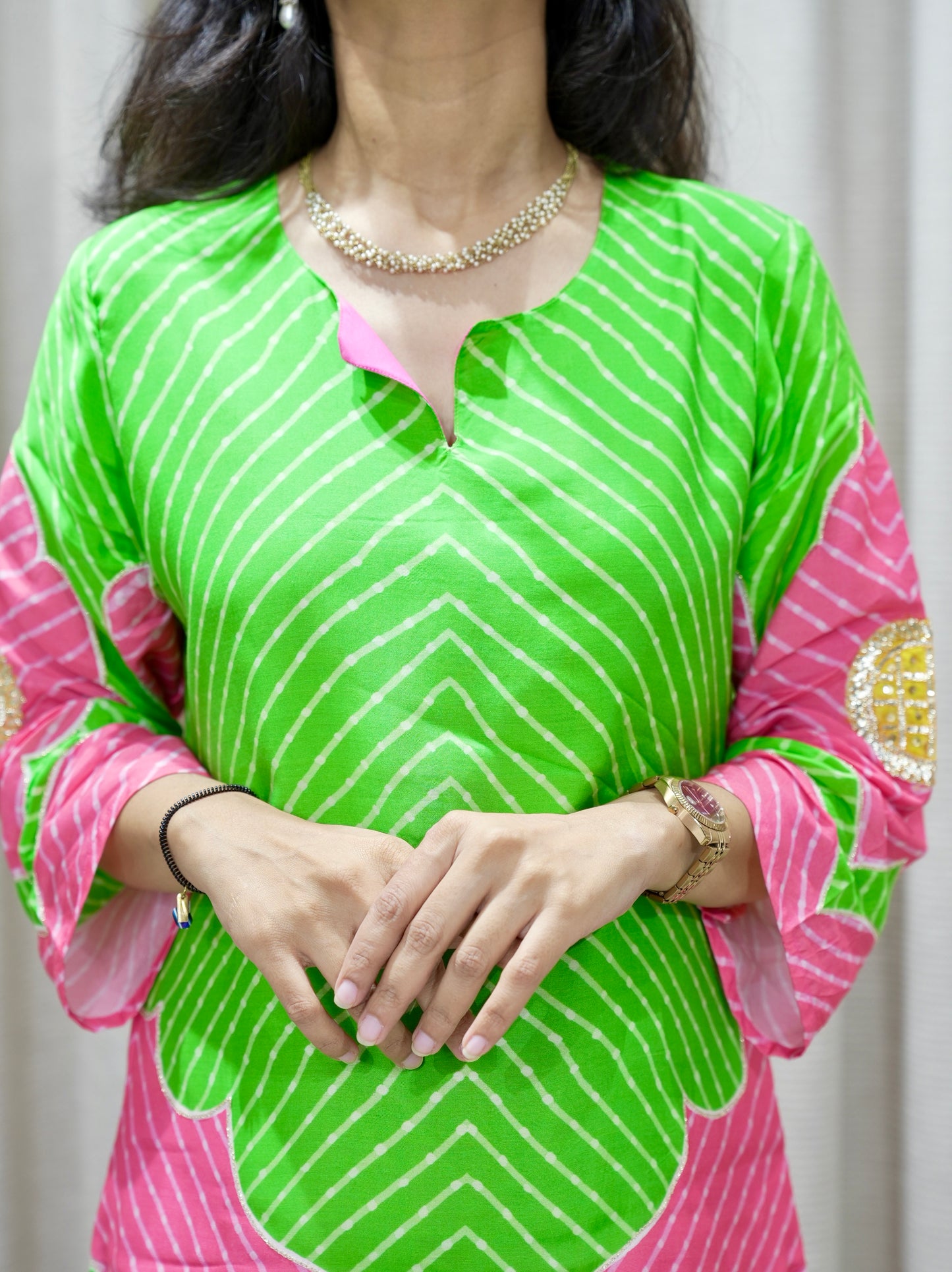 Lehariya Print Farshi Salwar Set with Gota Work