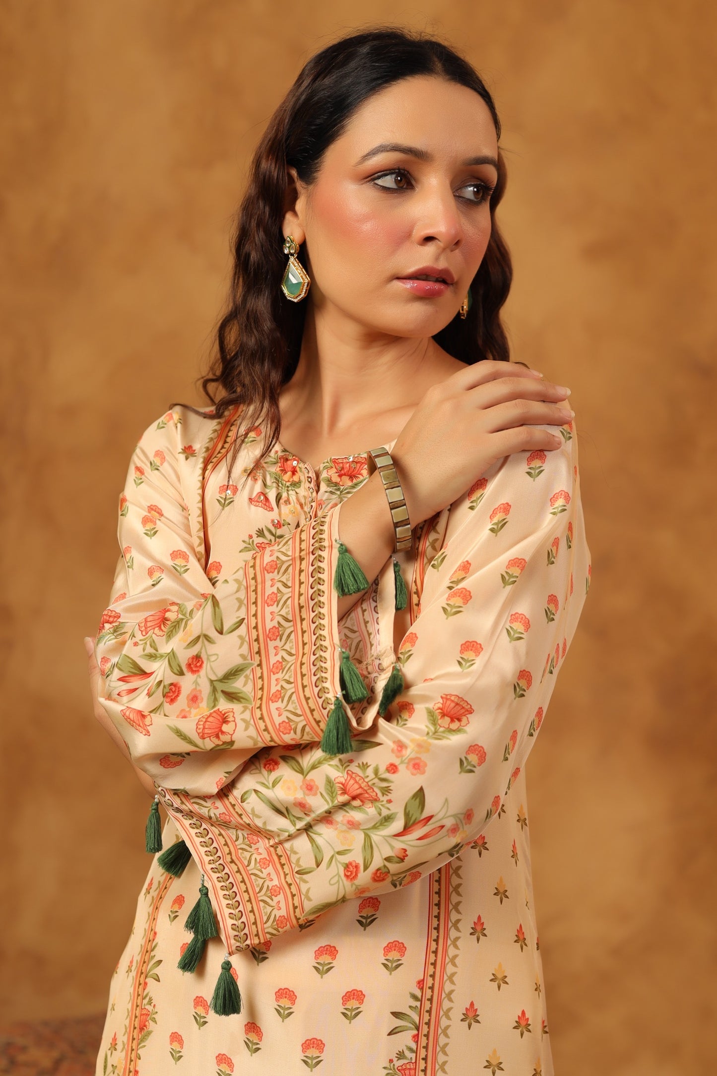 Pure Crepe Printed Long Kurta Pant Set