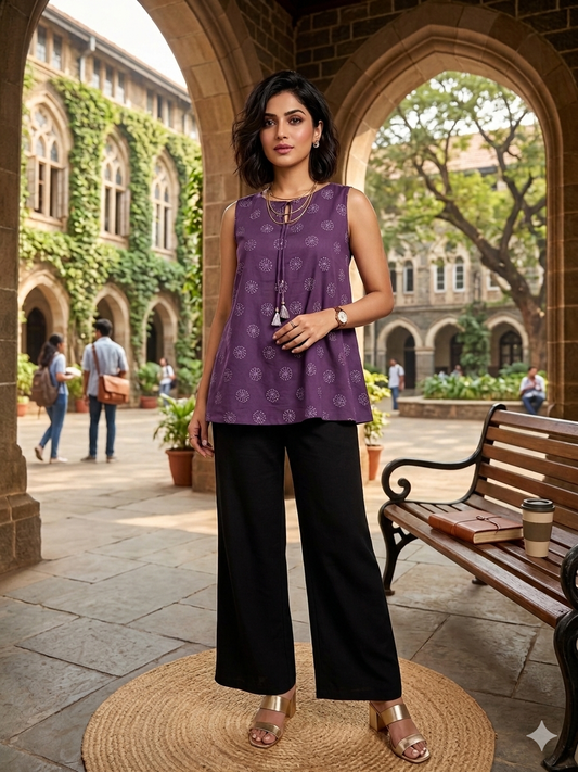 A-line sleevesless Cotton Top