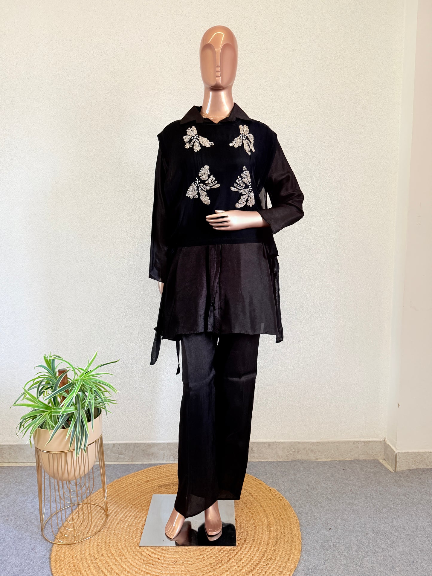 Dola Silk Coord with Organza cover-up