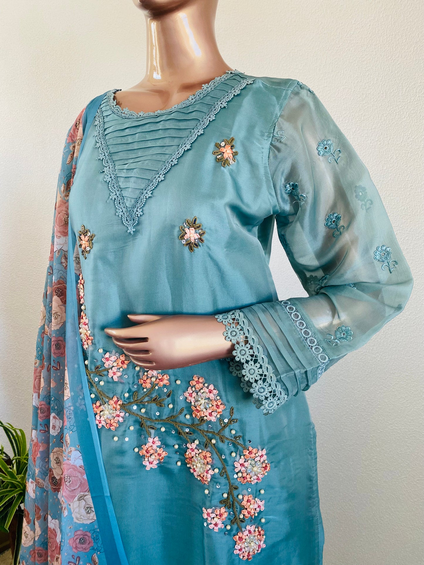 Premium Handwork Pakistani Suit with Printed Dupatta