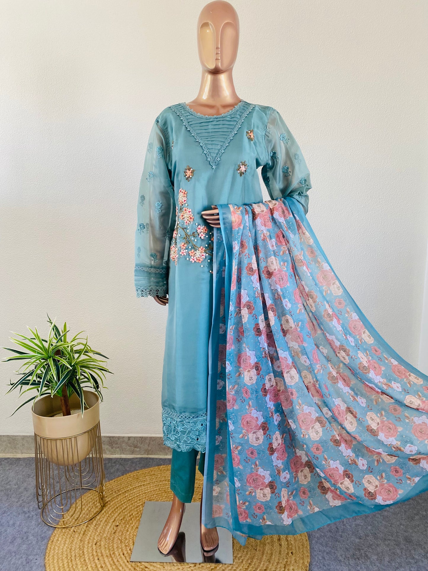 Premium Handwork Pakistani Suit with Printed Dupatta