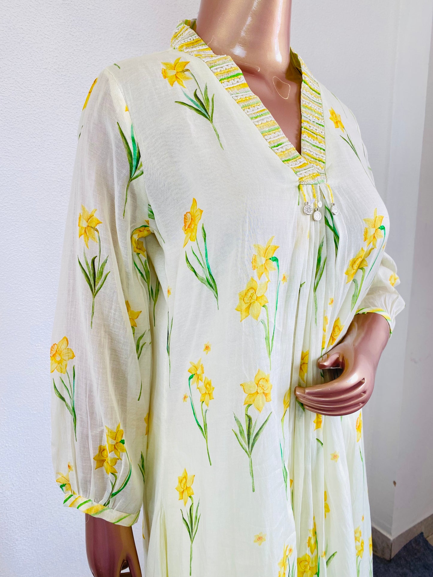 Pure Mul Chanderi Printed A-line Suit Set