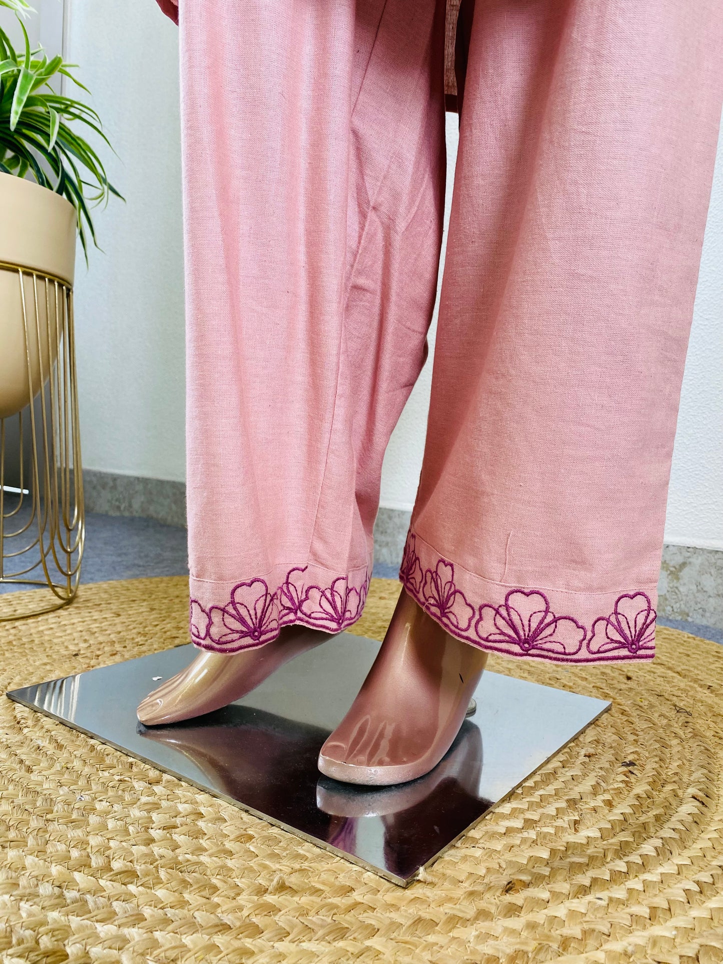 Embroidered Cotton Flex Kurta Pant Set