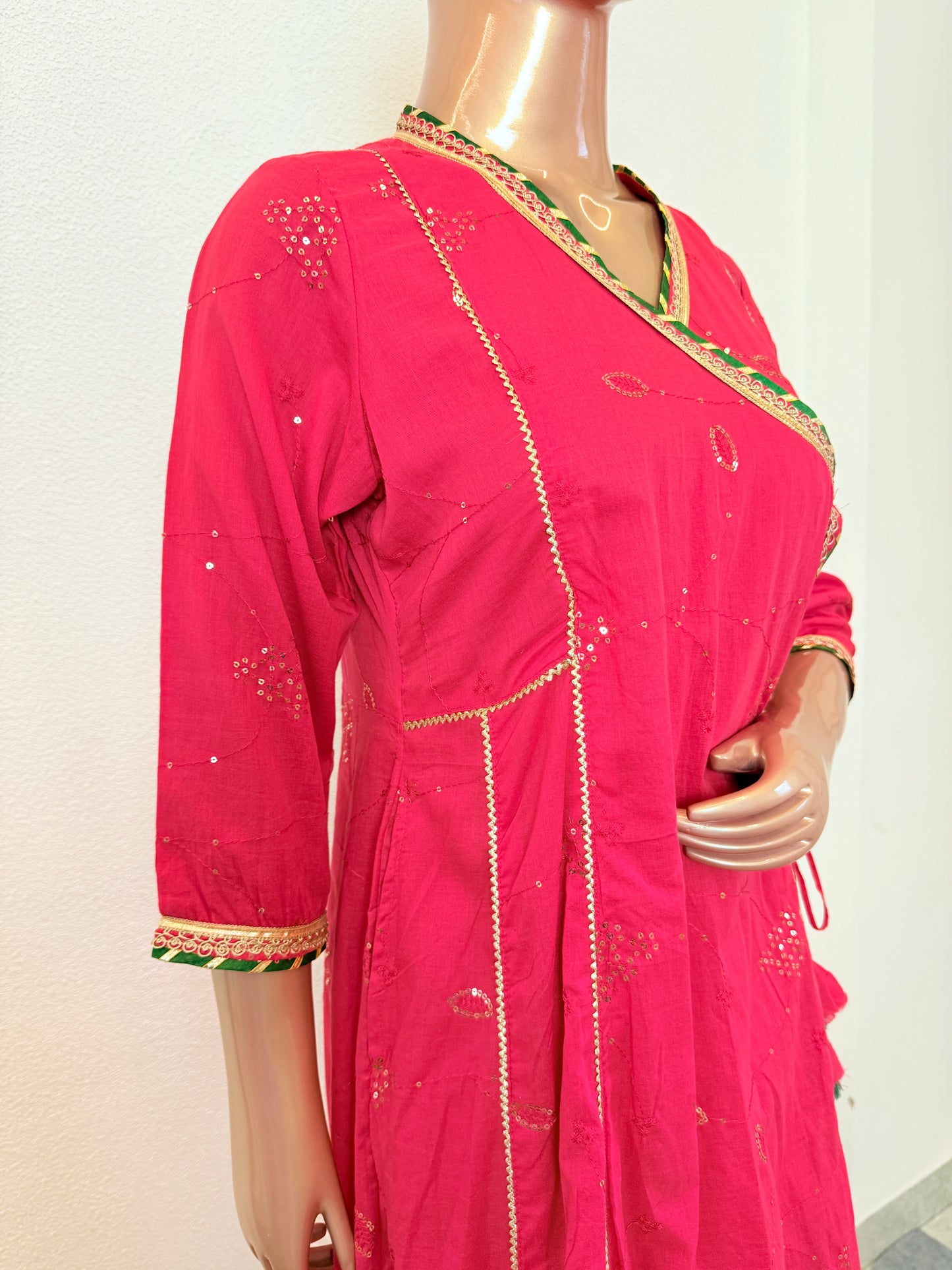 Sequin Work Cotton Angrakha Suit Set