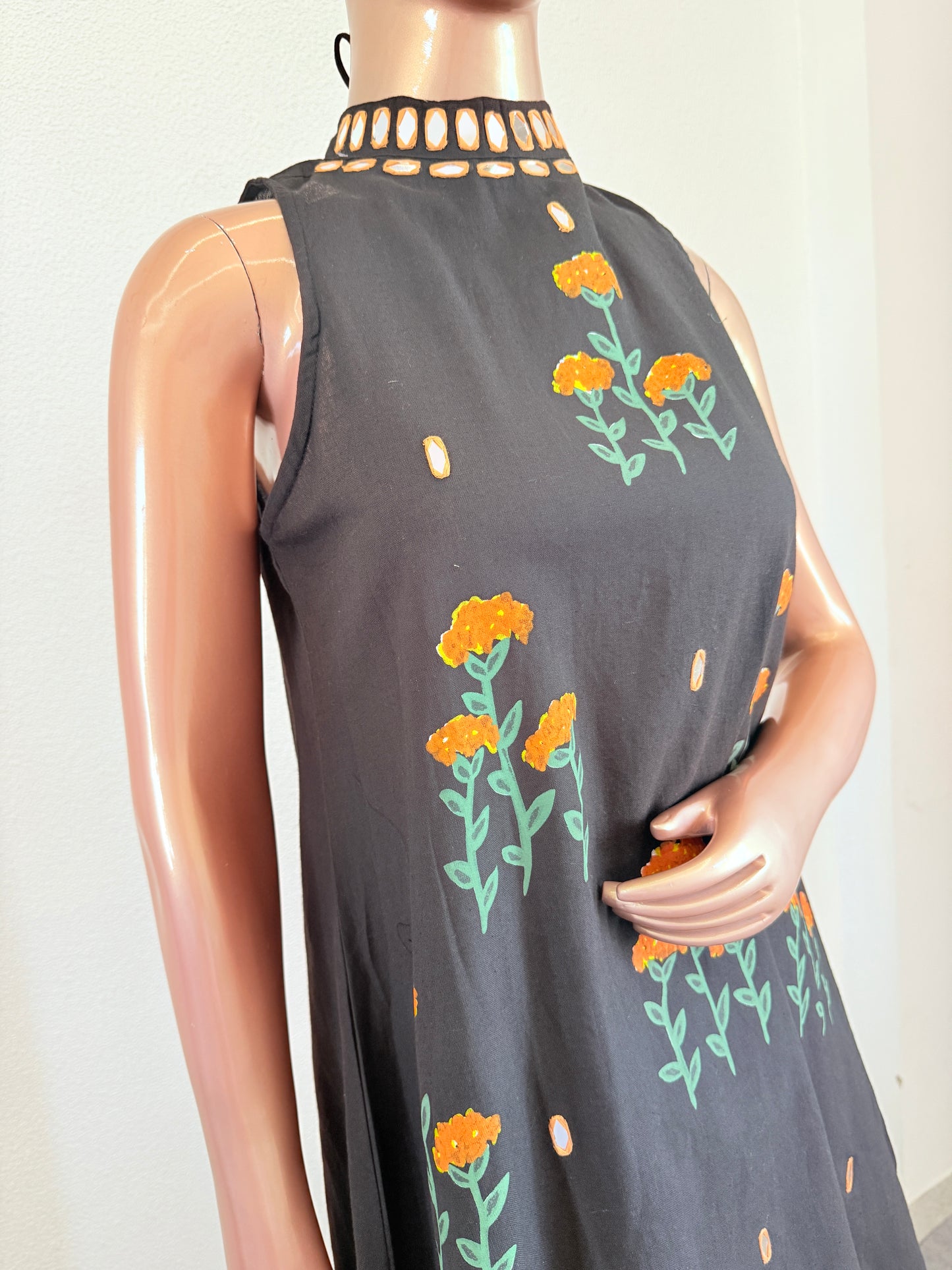Black Cotton Tunic Top and Wide-Leg Palazzo Set