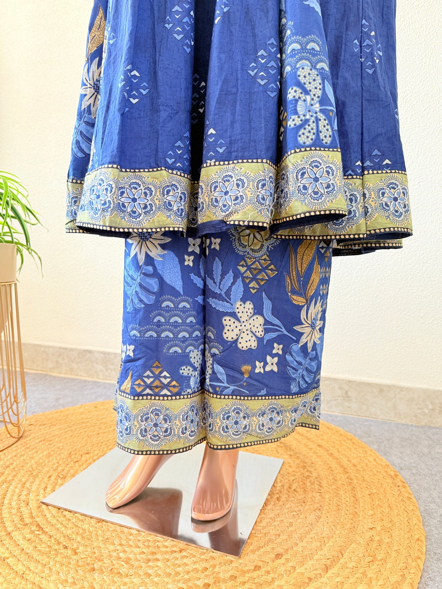 Printed Cotton Frock Suit with Palazzo