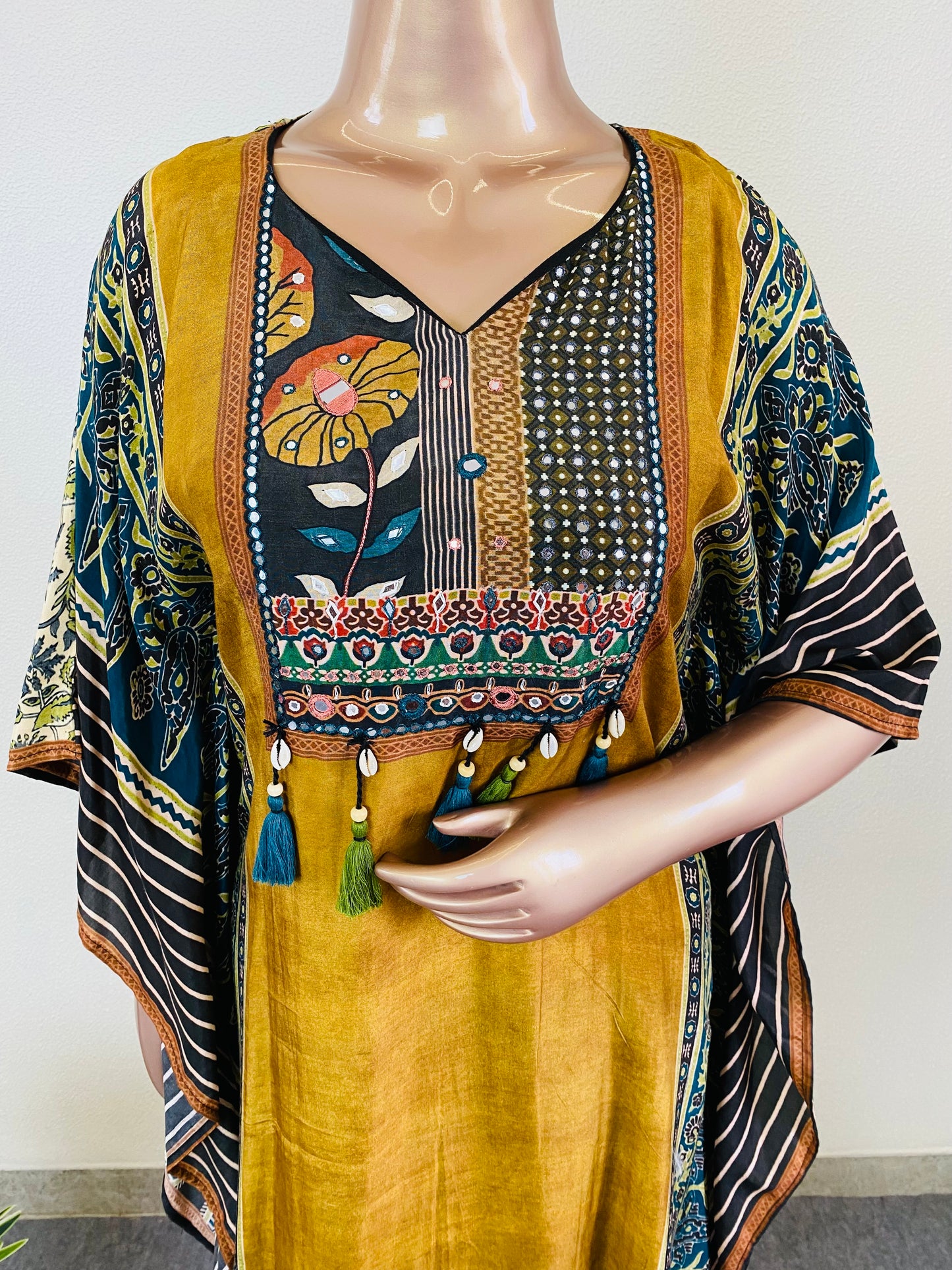 Pure Muslin Kaftan with Traditional Print