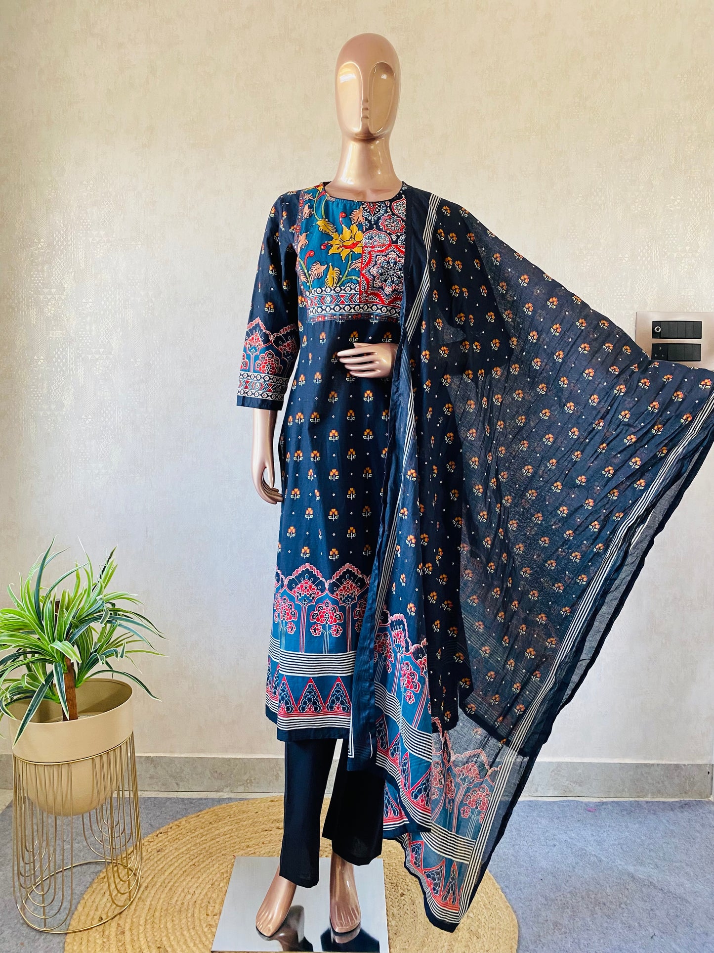 Kalamkari Print Cotton Suit Set