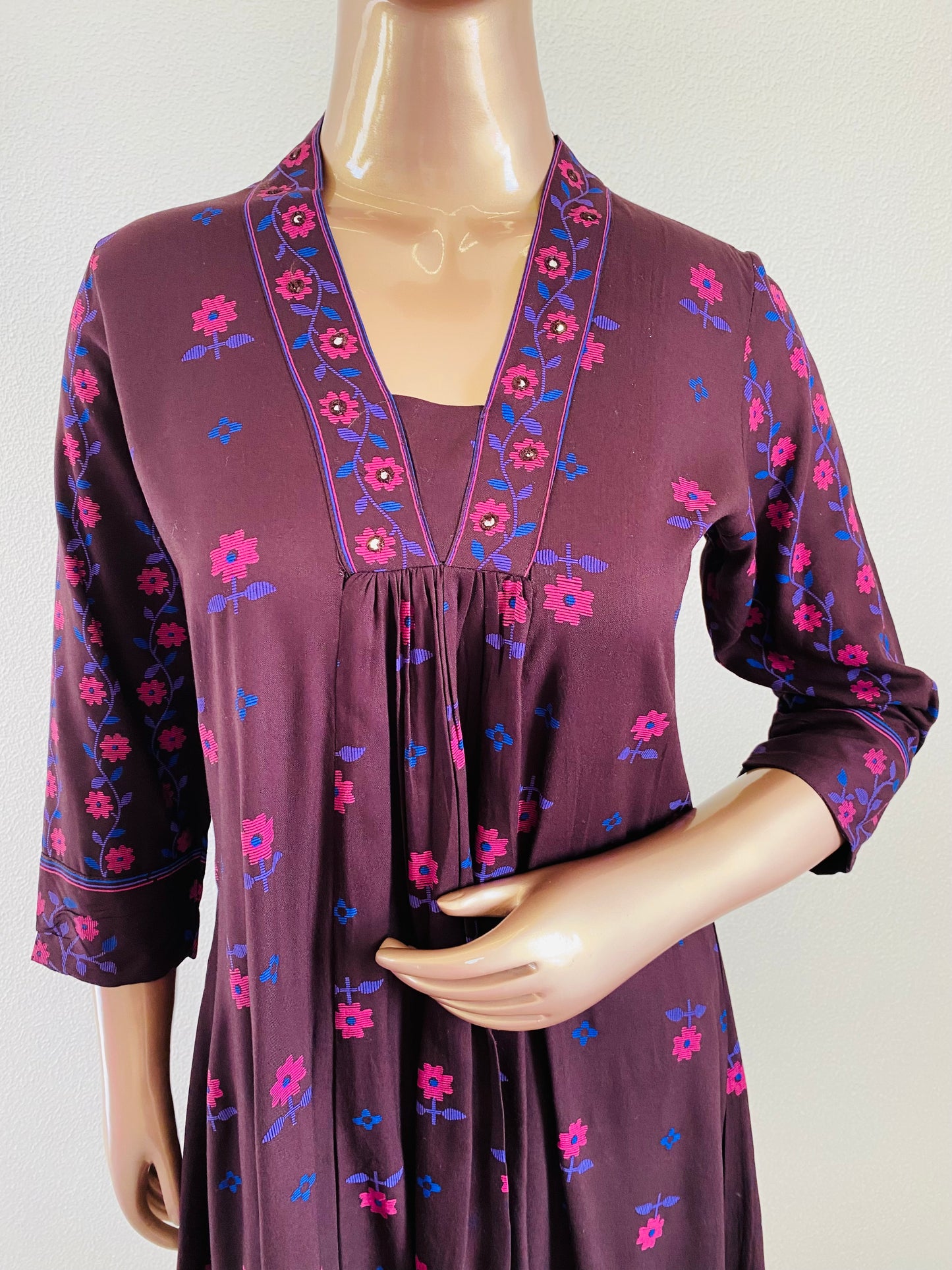 Printed Rayon Frock Kurta Pant Set