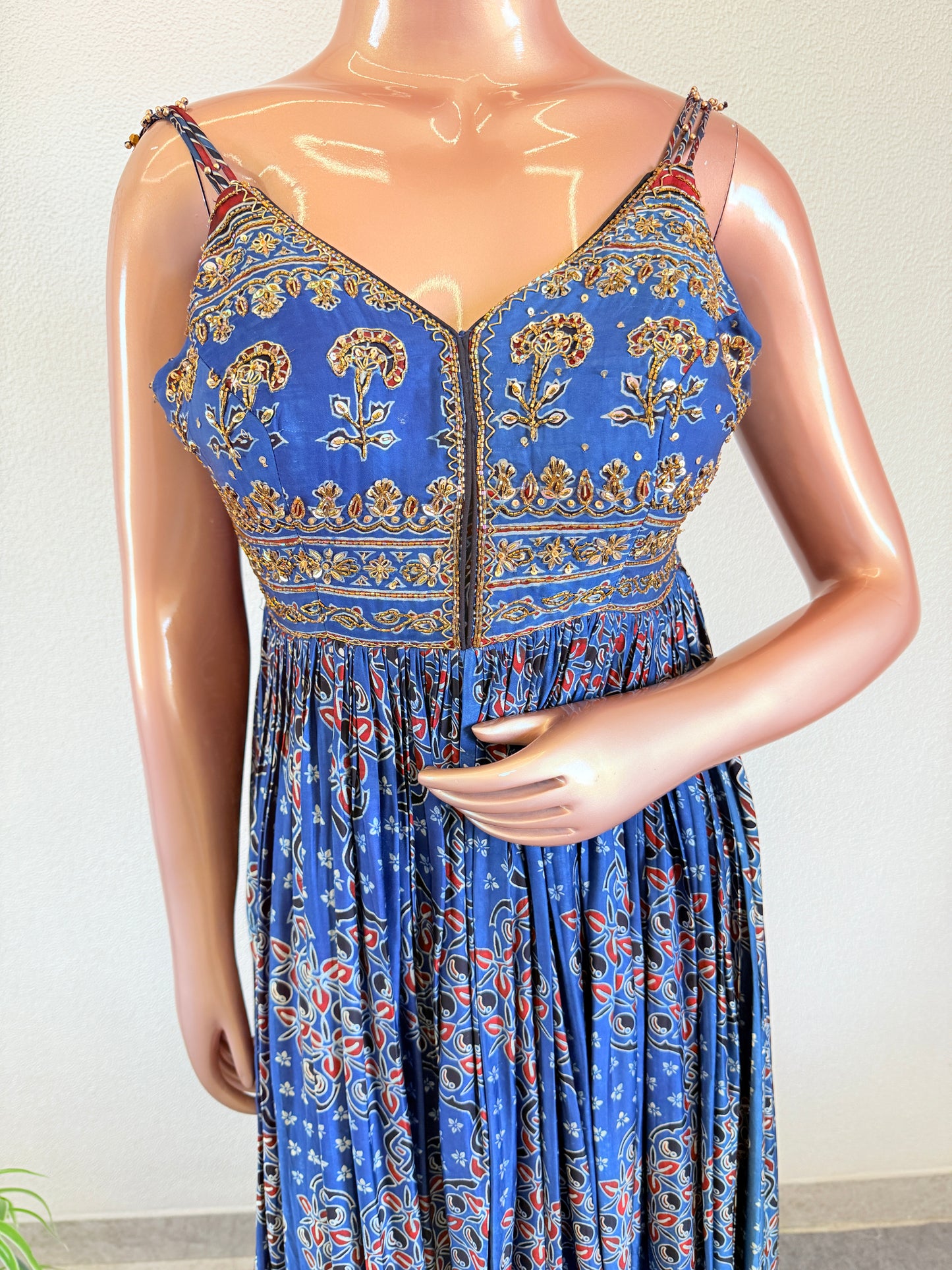 Ajrakh Print Gajji Silk Indowestern