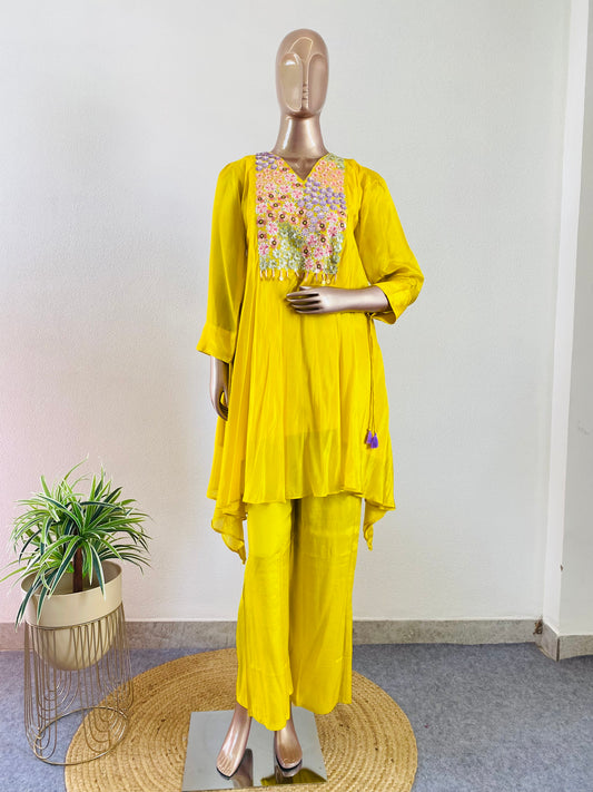 Silk Indowestern with Heavy work on Yoke