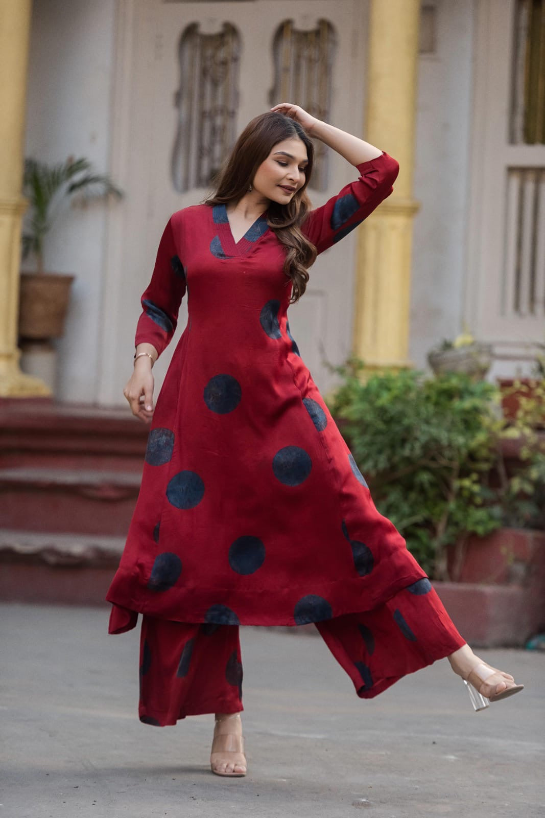 OG ajrakh Print Modal A-Line Kurta Palazzo Set