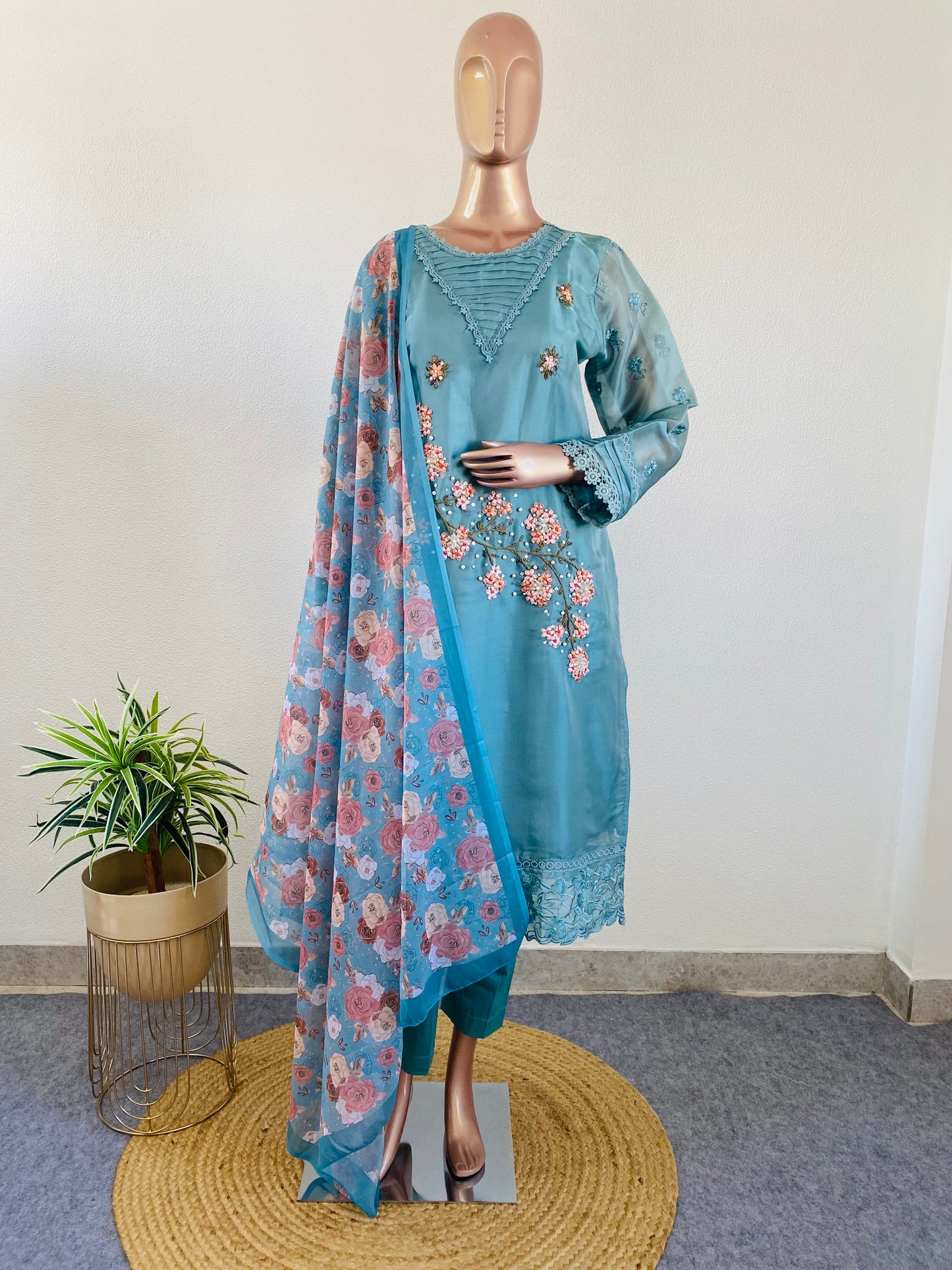 Premium Handwork Pakistani Suit with Printed Dupatta