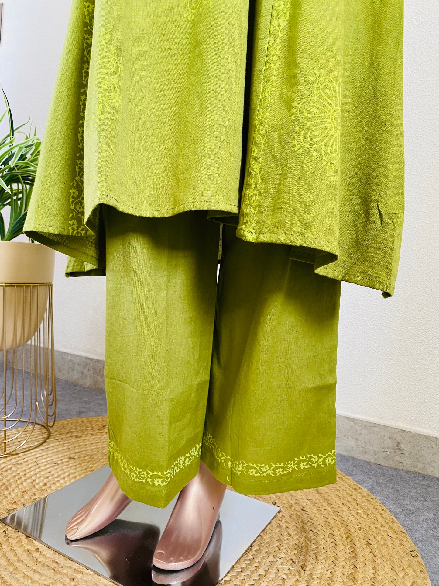 Gamthi Style Block Print Kurta Pant Set