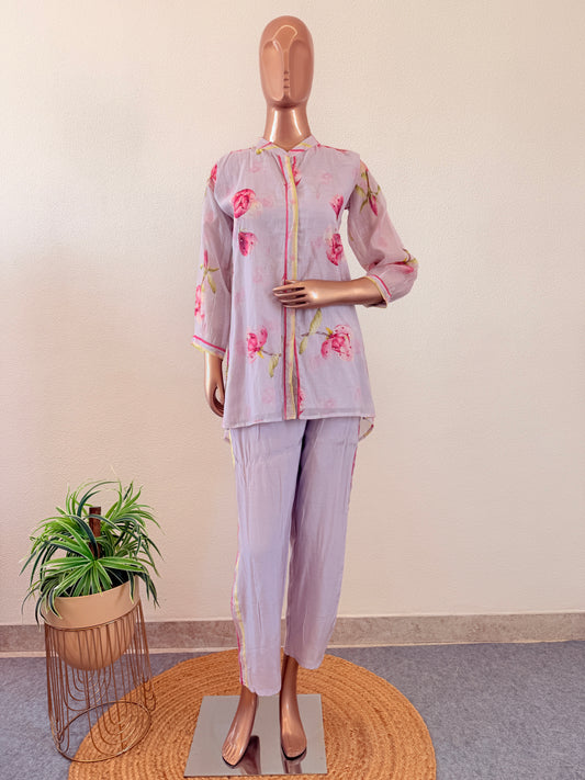 Floral & Stripes mul Chanderi Coord Set