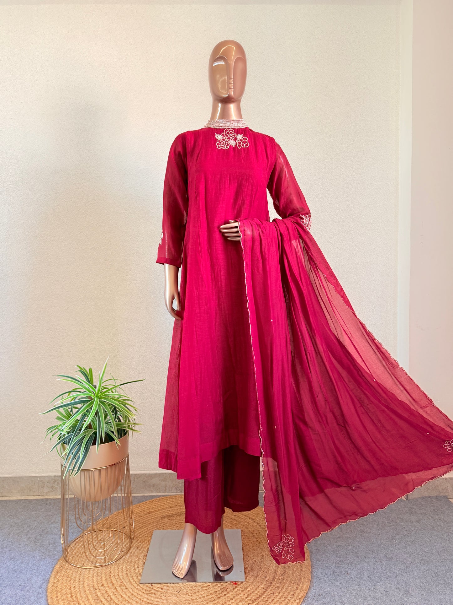 Sequins Work Mul Chanderi Anarkali Suit