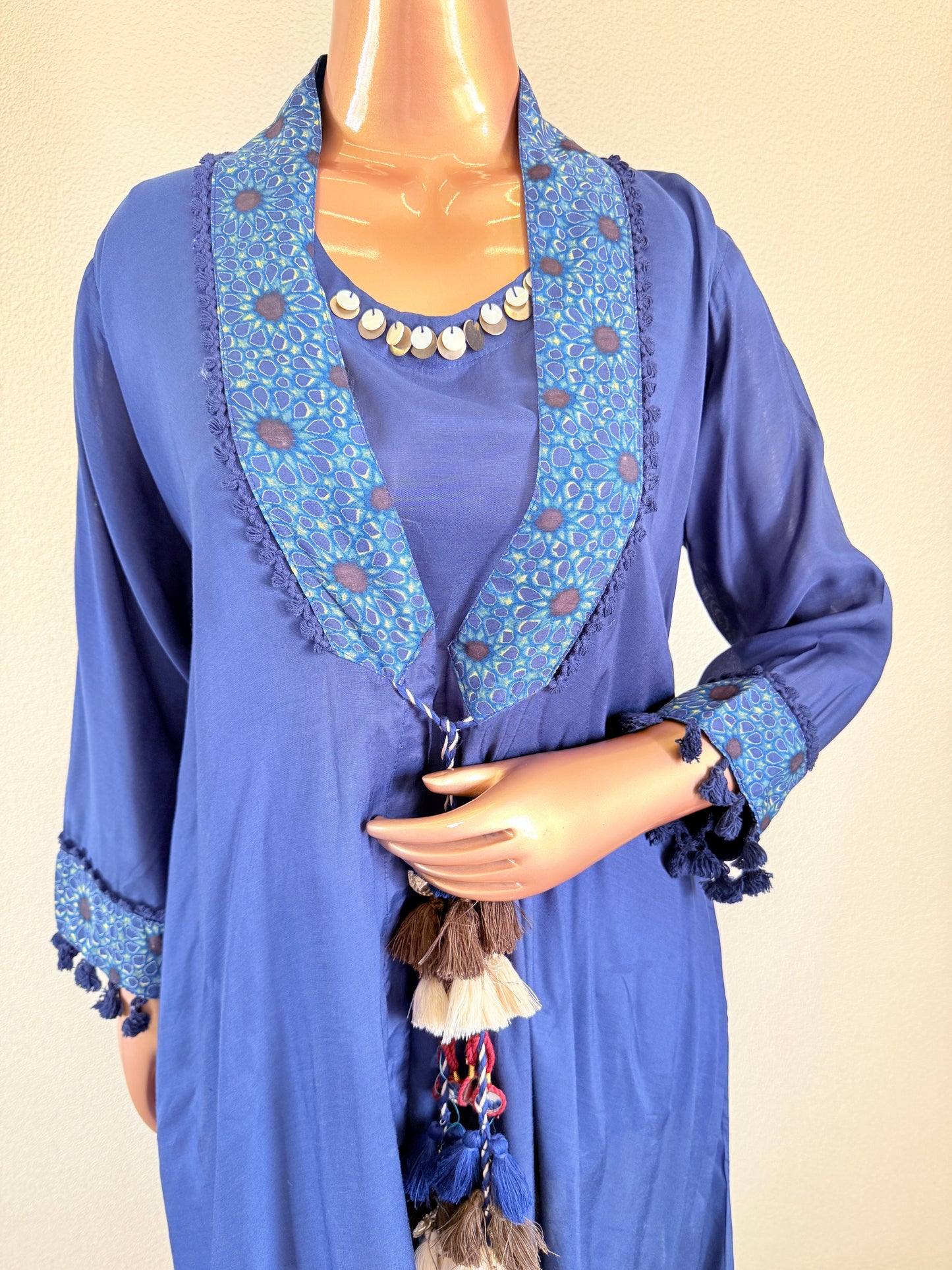 Muslin Long jacket Top with Printed Flex Wide Pants