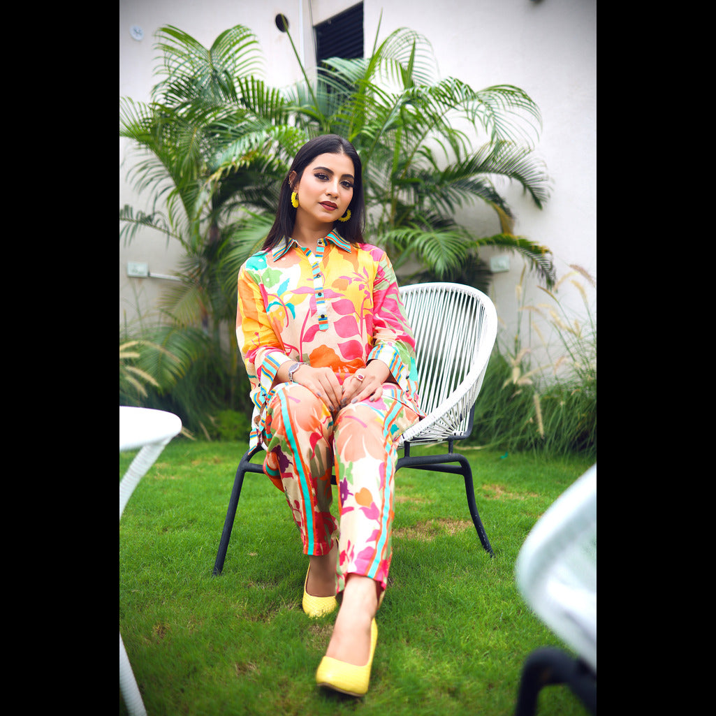 Bold Multicolored Floral Kurta Set - Vibrant and Playful