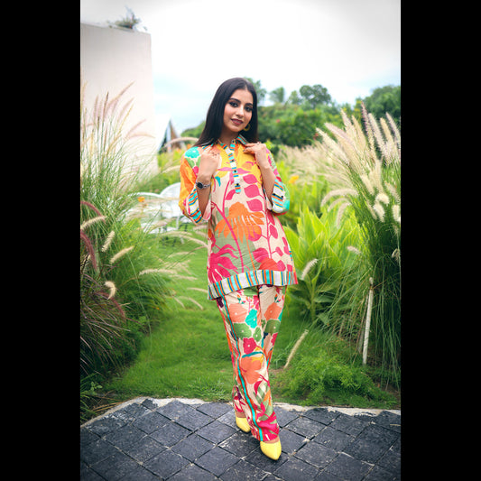 Bold Multicolored Floral Kurta Set - Vibrant and Playful