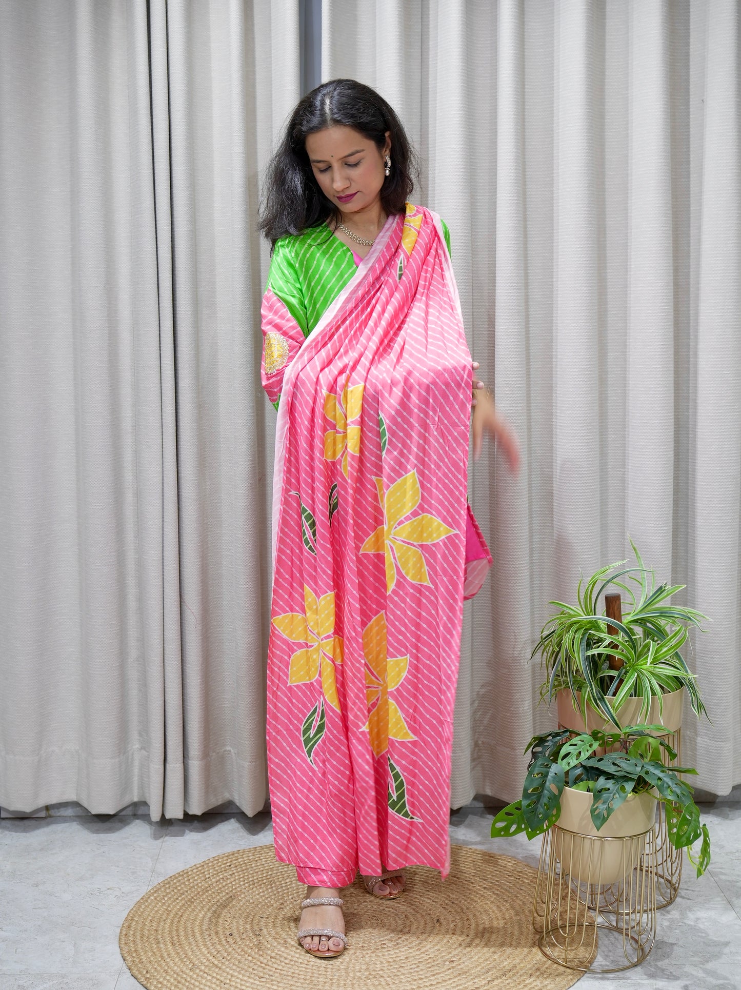 Lehariya Print Farshi Salwar Set with Gota Work