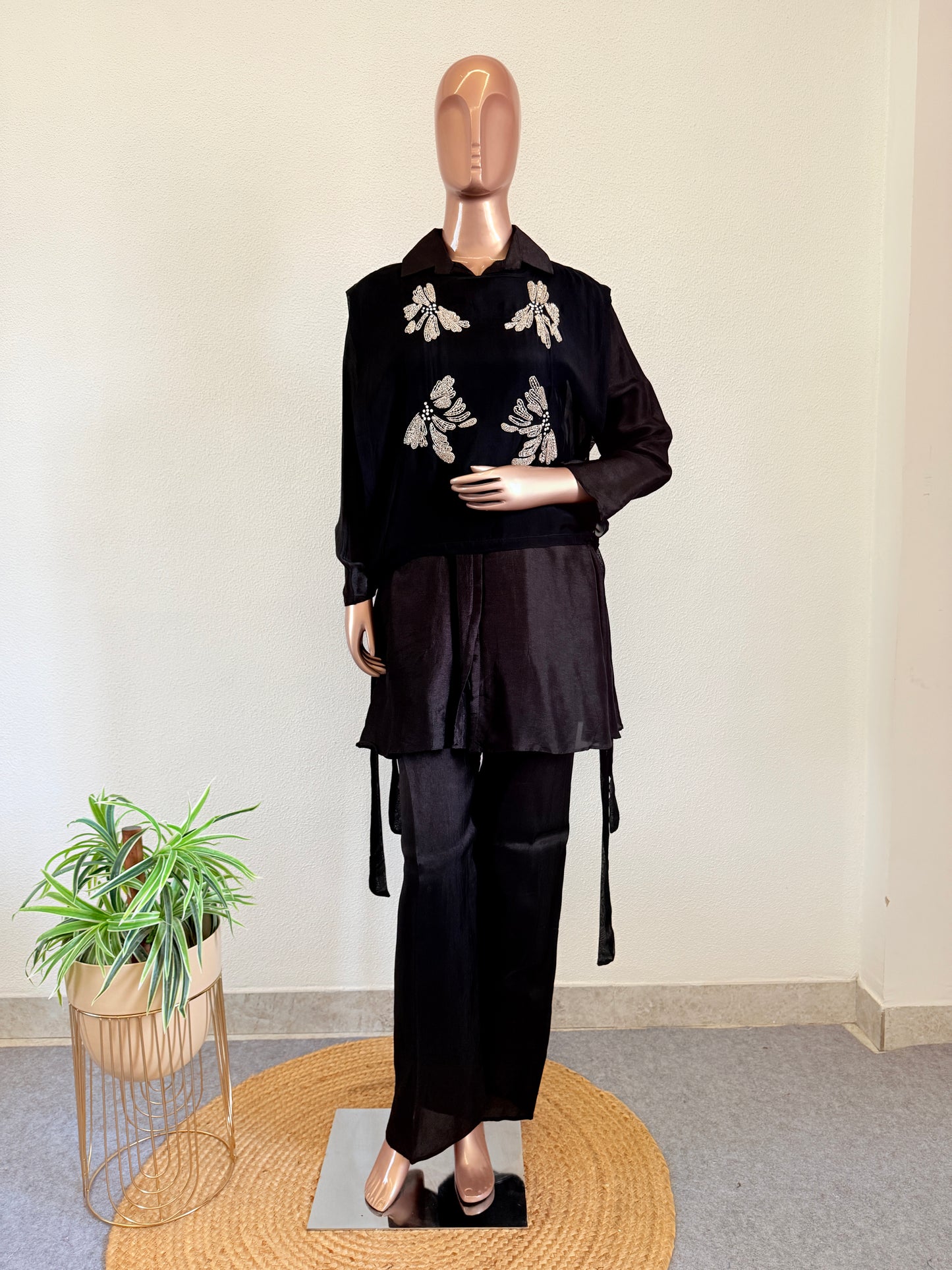 Dola Silk Coord with Organza cover-up