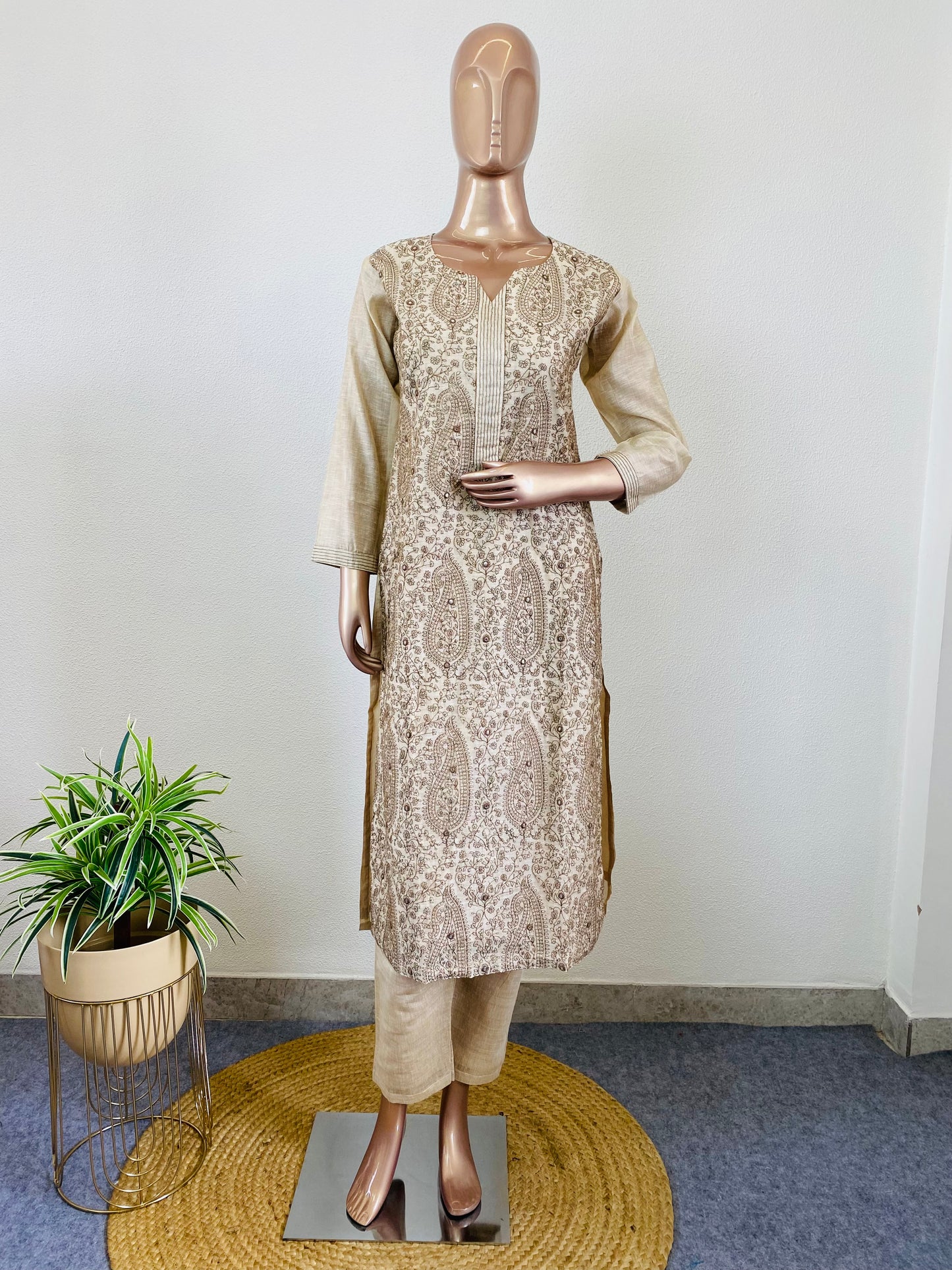 Chanderi Suit set with Jaal Work