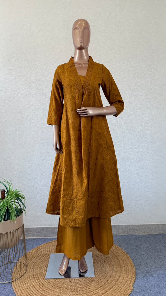 Cotton Kurta Pant set with lace work