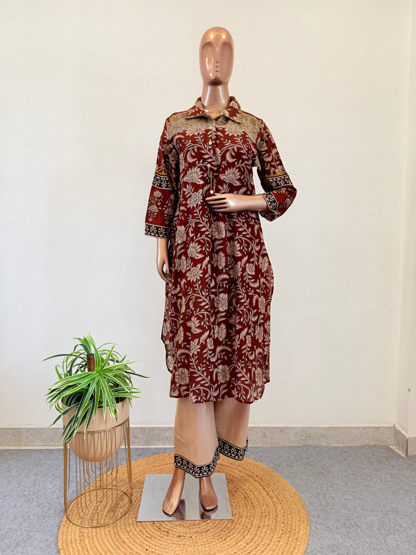 Ajrakh Print Mul Chanderi Kurta Pant Set