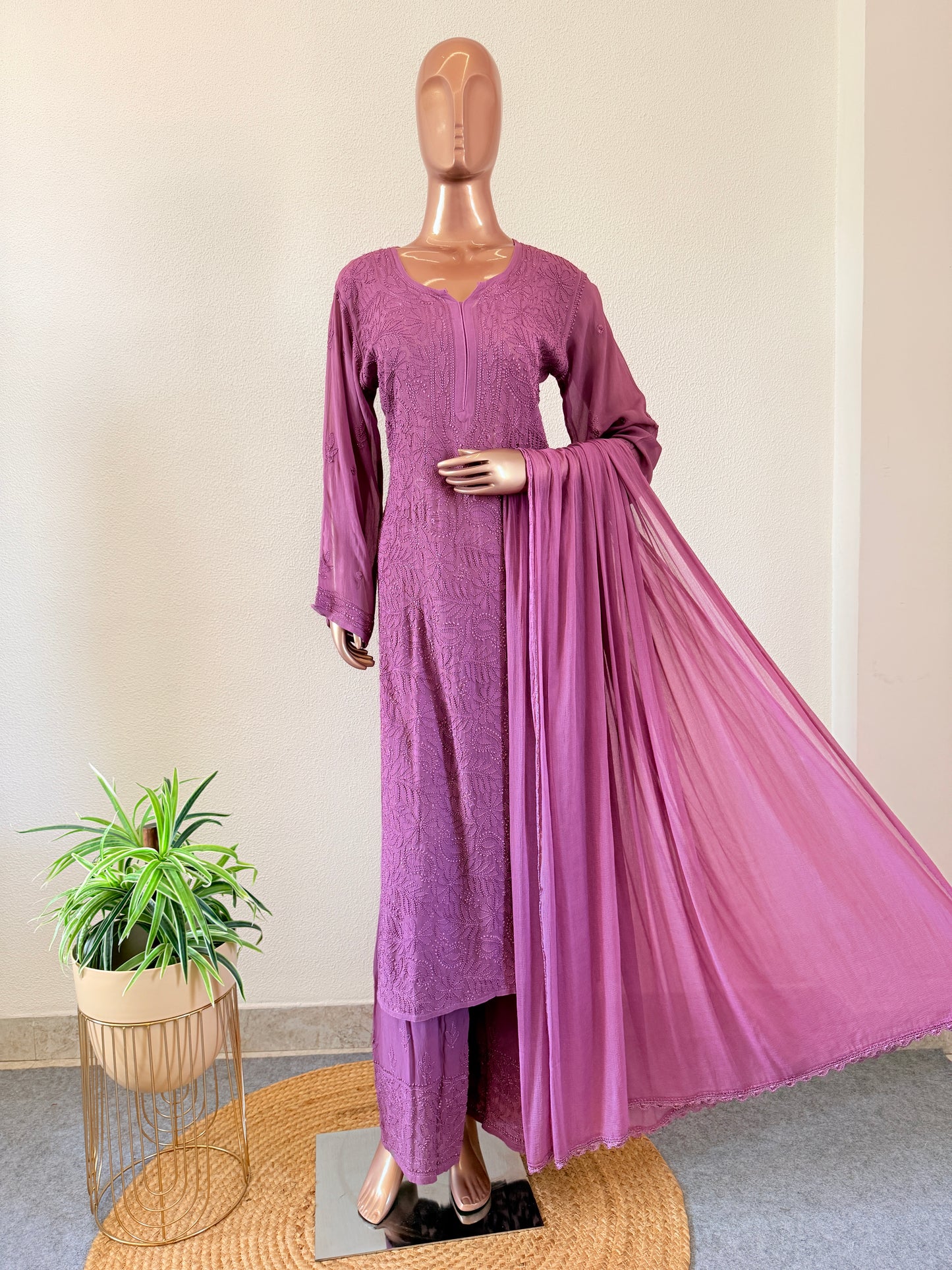 Viscose Georgette Hand Chikankari Suit Set
