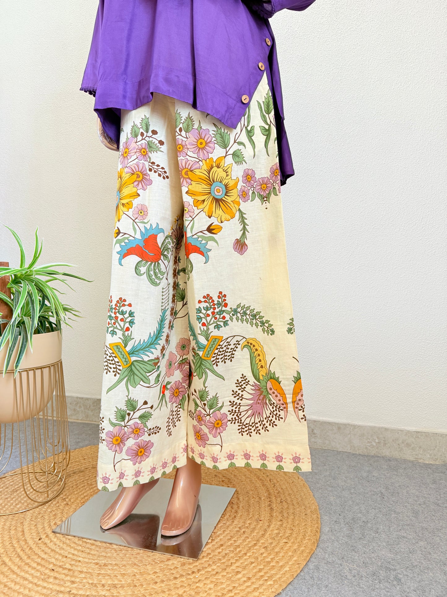 Lavender Mist High-Low Tunic and Flared Palazzo Set