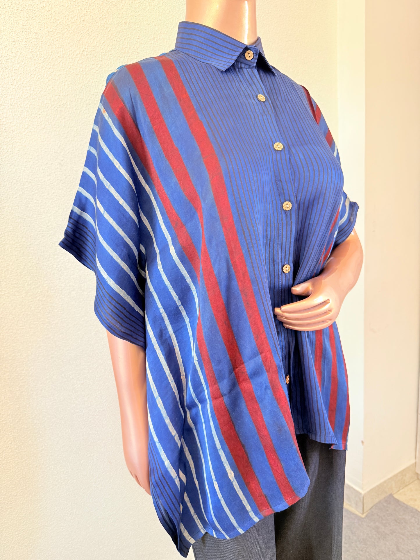 Ajrakh Print Kaftan Shirt - Blue