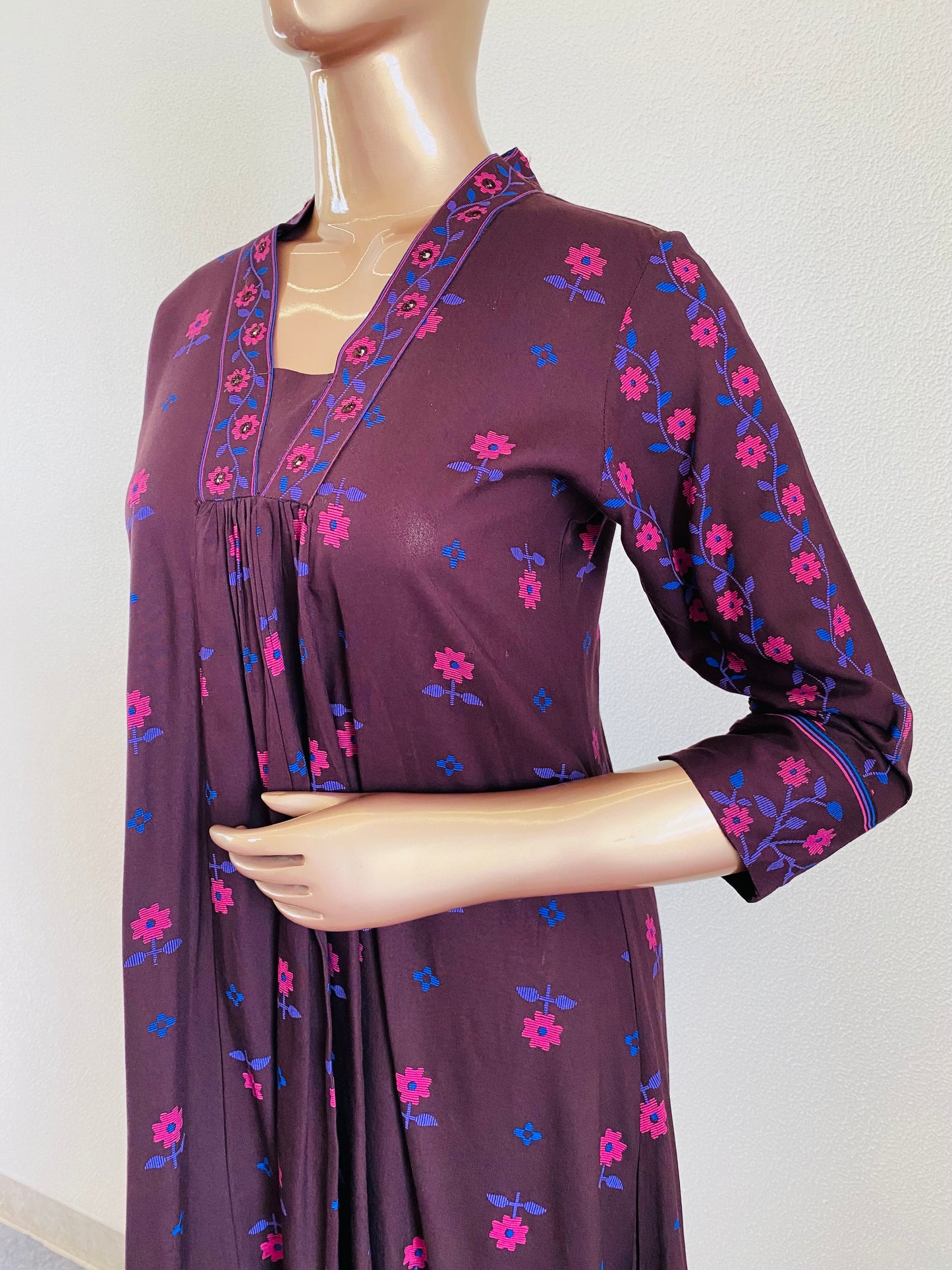Printed Rayon Frock Kurta Pant Set