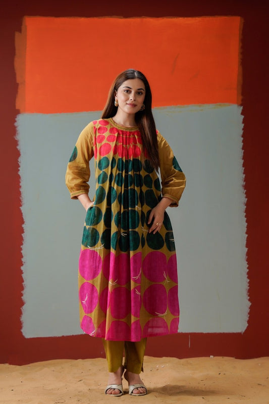 Polka Dot Mul Cotton Kurta Pant