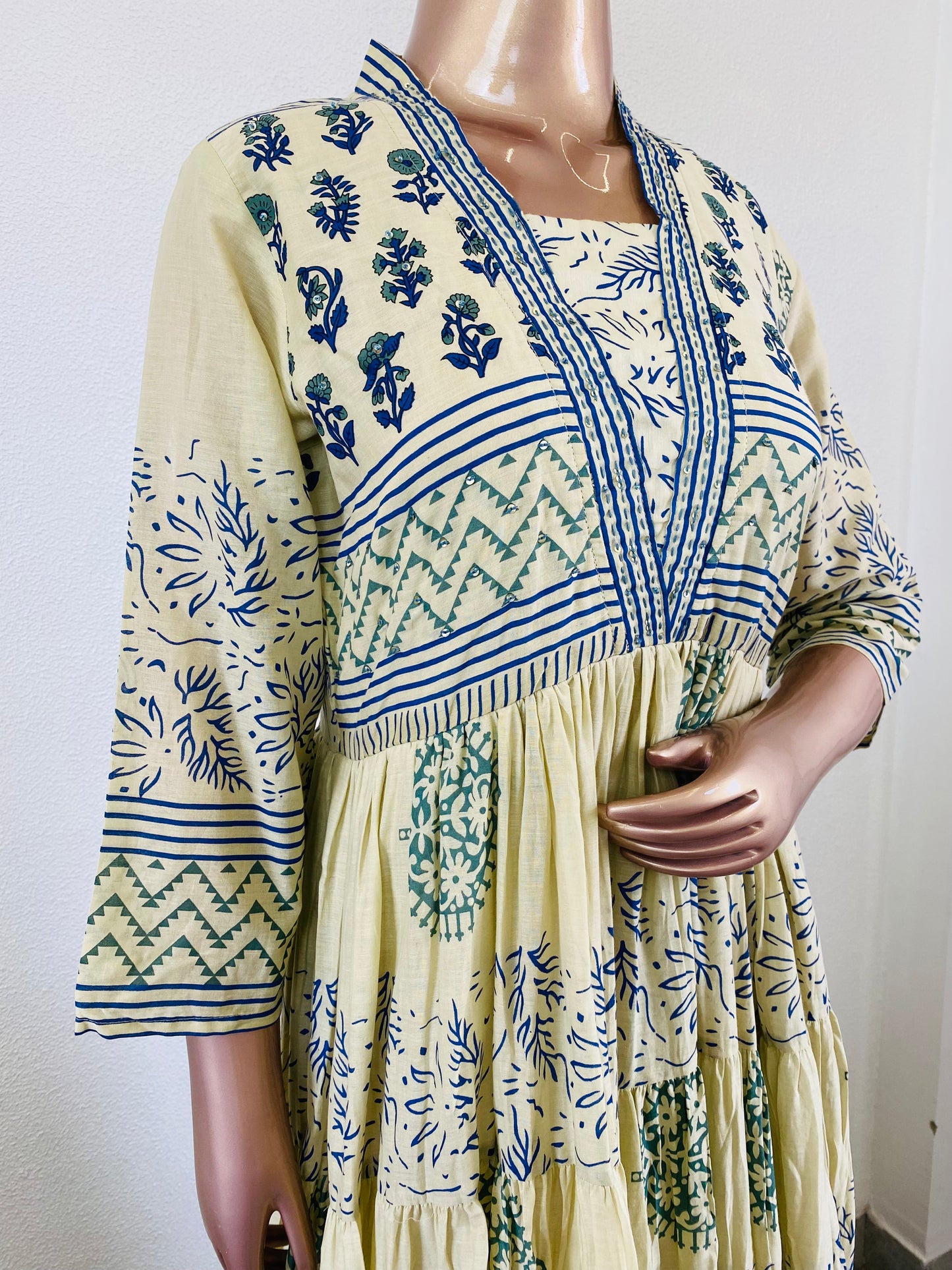 Hand Block Print Mul Cotton Tiered Tunic