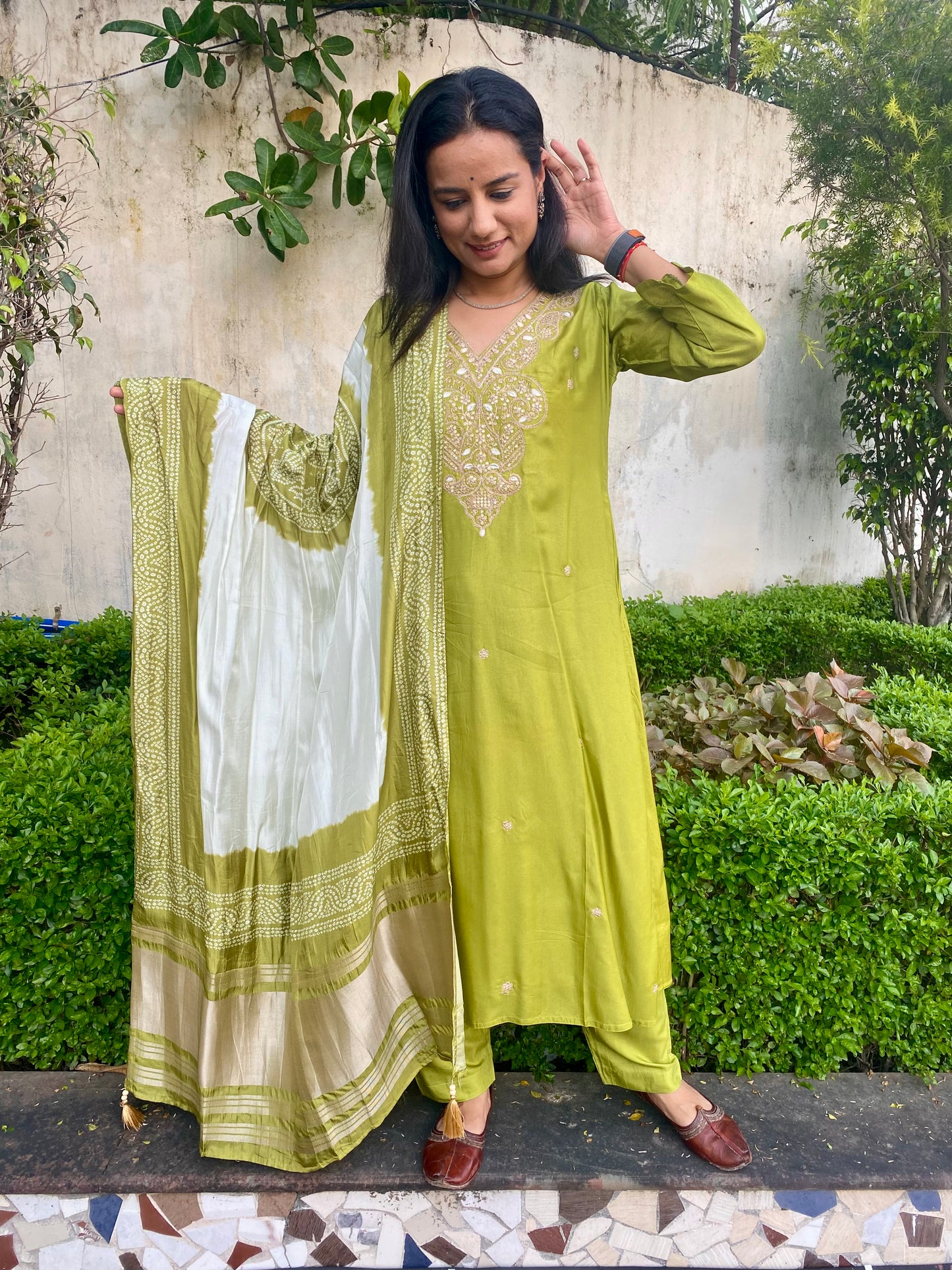 Silk Suit with Bandhej Gajji Dupatta