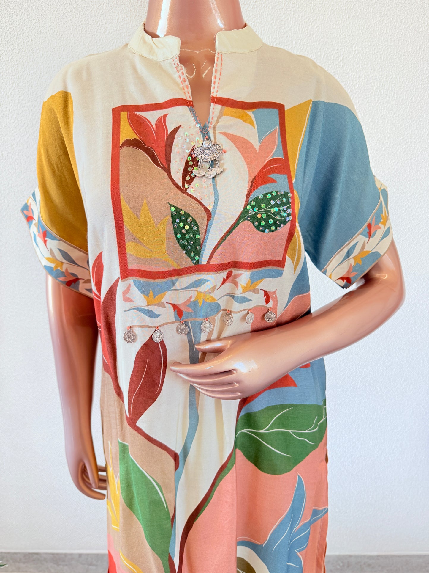 Abstract Print Muslin Kurta Pant Set