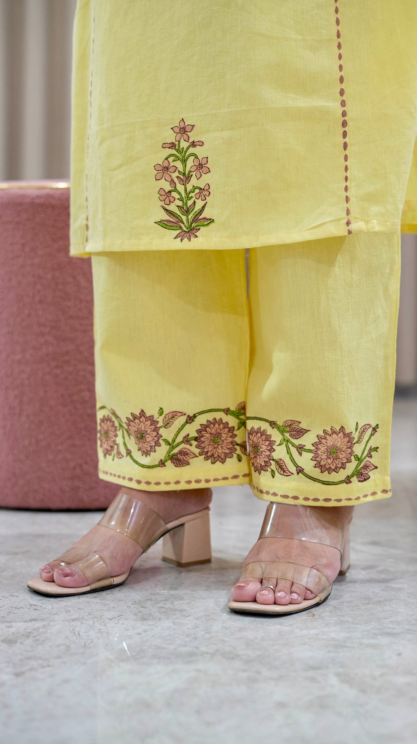 Cotton Flex Suit Set with Hand Block Print & Kota Doria Dupatta