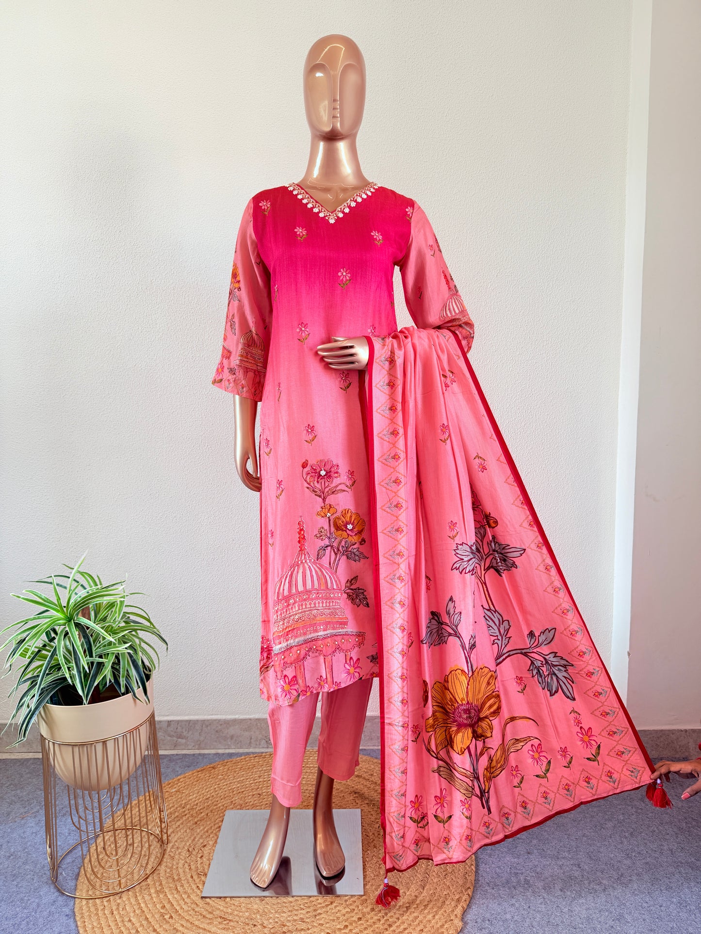 Pichwai Print Ombre Muslin Suit Set