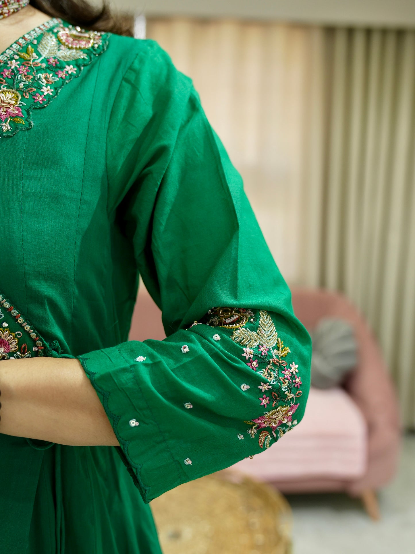 Premium Cotton Angrakha Anarkali with Hand Work