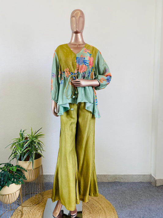 Premium Silk Digitally Printed Top and Palazzo Set