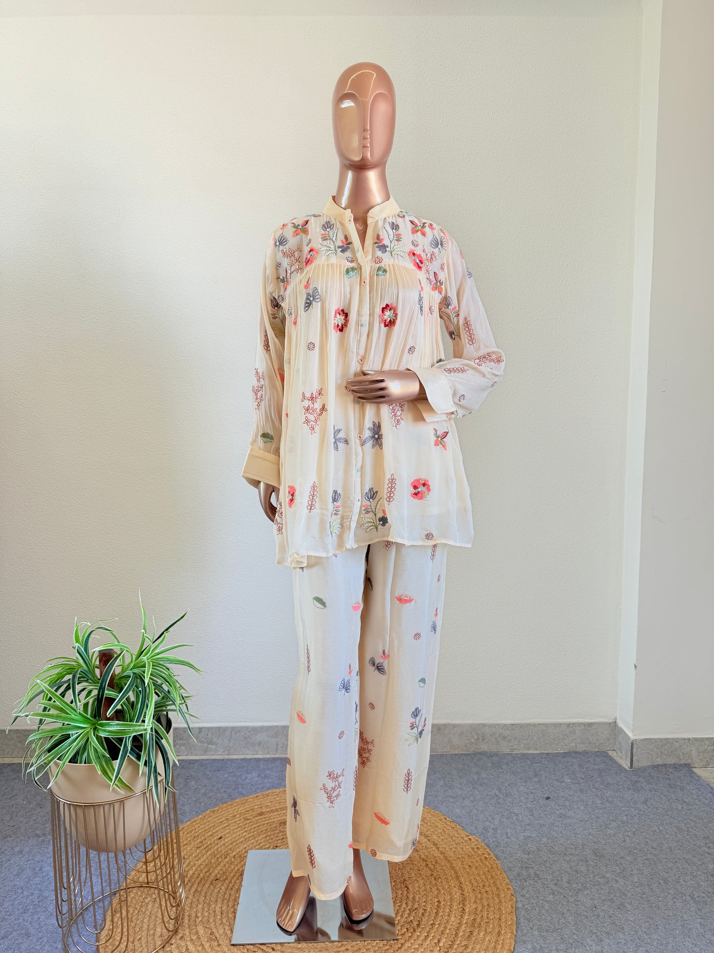 Embroidered Chinon Coord Set