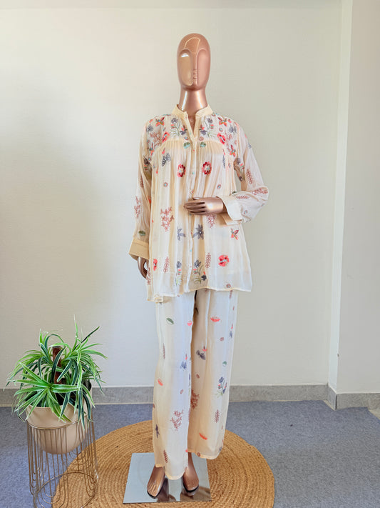 Embroidered Chinon Coord Set