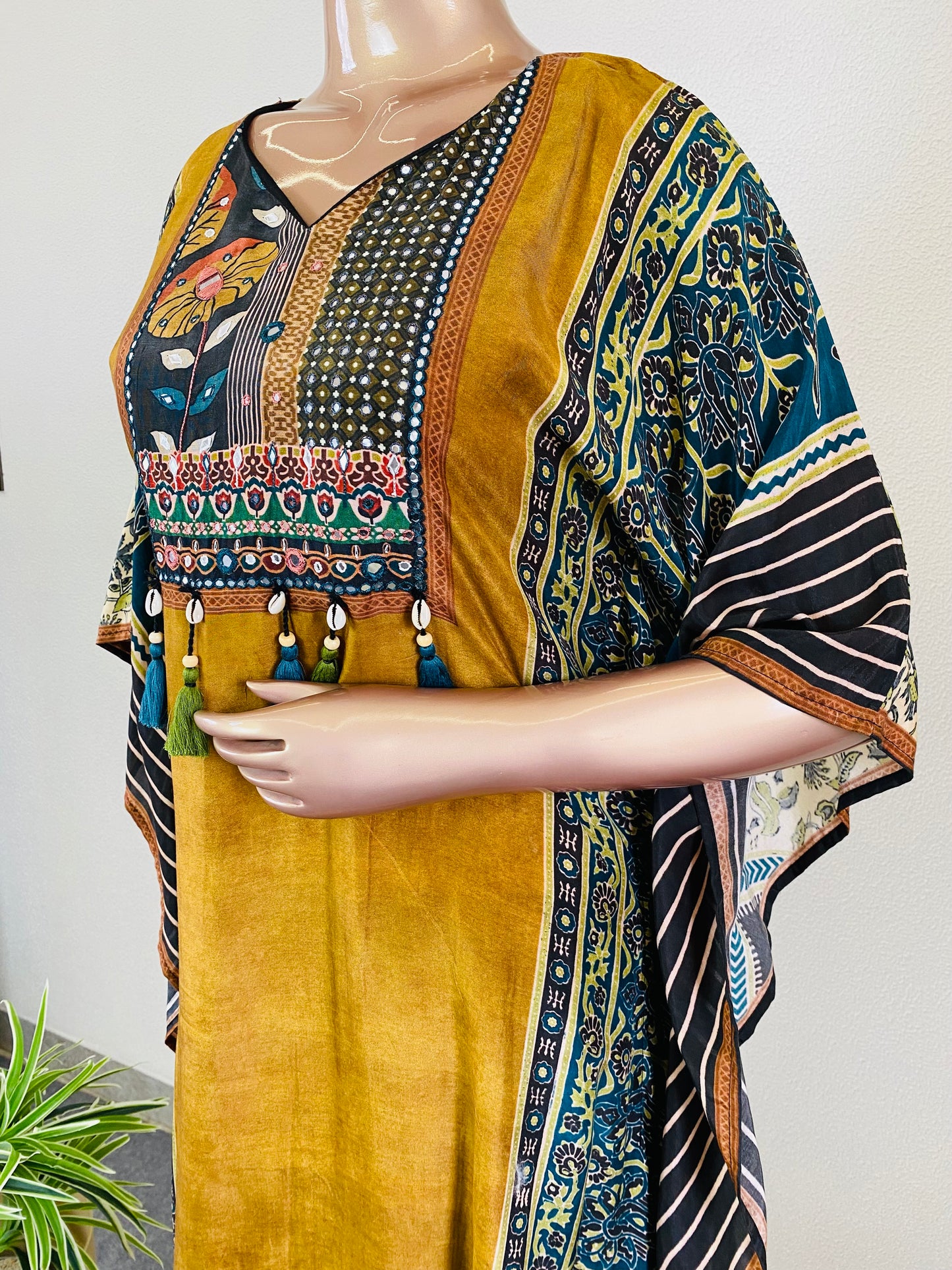 Pure Muslin Kaftan with Traditional Print