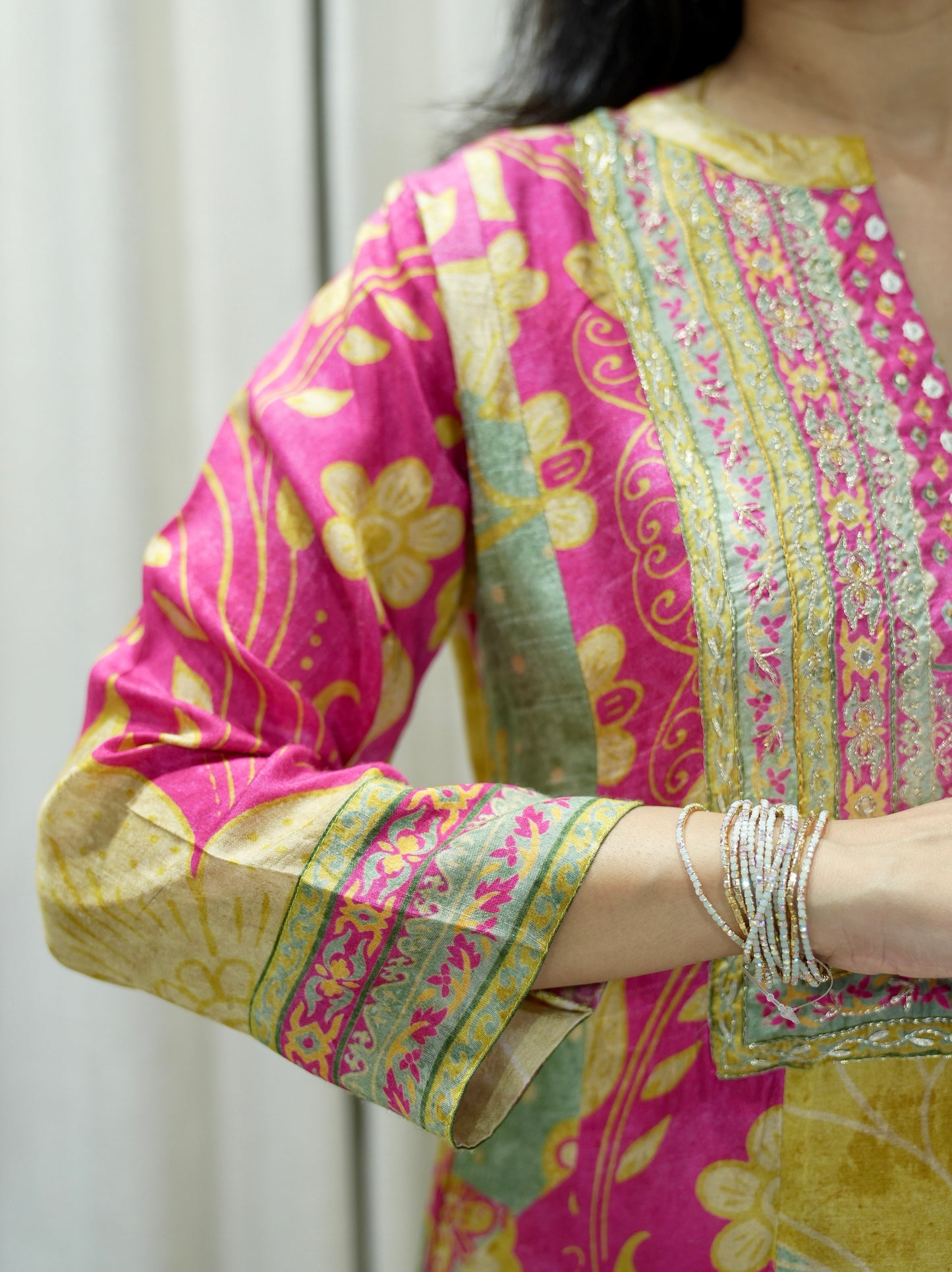 Premium Designer Digital Print Dola Silk Anarkali Set