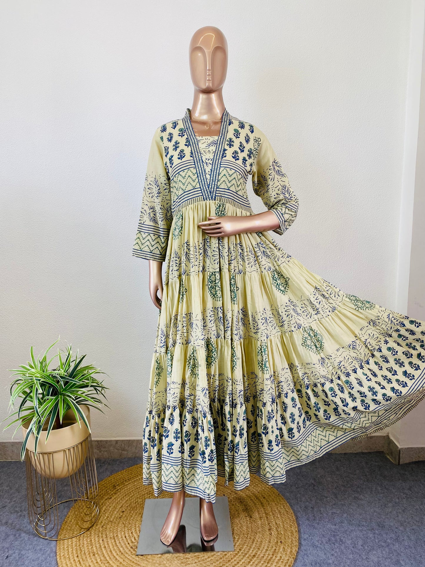 Hand Block Print Mul Cotton Tiered Tunic