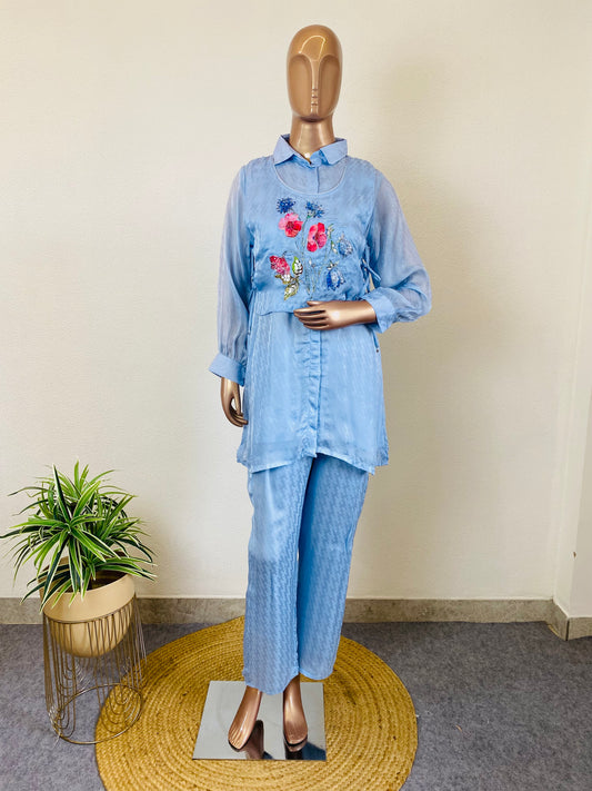 Premium Coord Set with Appliqué Work Cover-up